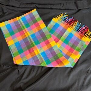 Manhattan Hat Company Colorful Plaid Scarf Cashmere Feel Fringe